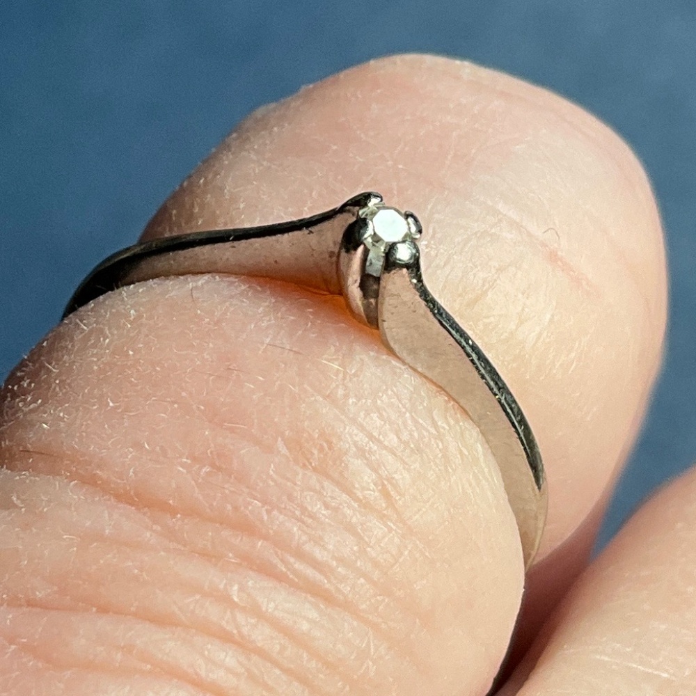 14K White Gold Solitaire Diamond Ring - Size 5.5 - Eternal Love Inscription